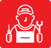 Logo of a man holding tools.