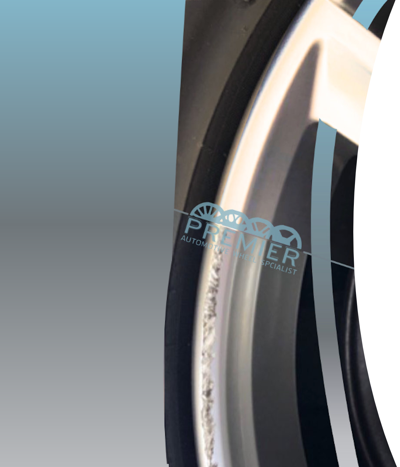 A scratched or dented rim with curb rash.